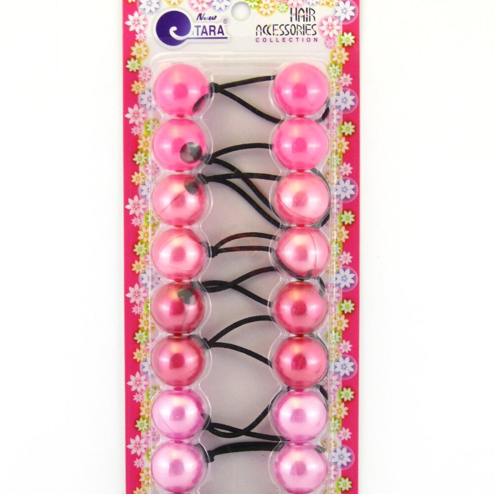TARA TWINBEAD NO METAL 20 mm HAIR ELASTICS - PEARL PINKS - 10 PCS. (09279)